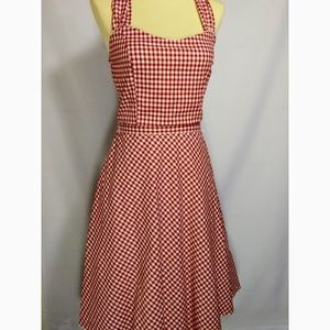 Red Checkered Tulle Halter Dress Size Small